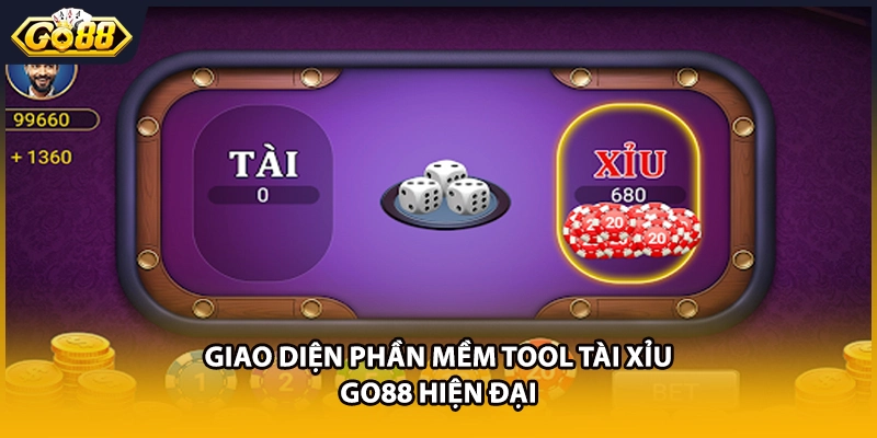 Giao diện phần mềm tool tài xỉu GO88 hiện đại